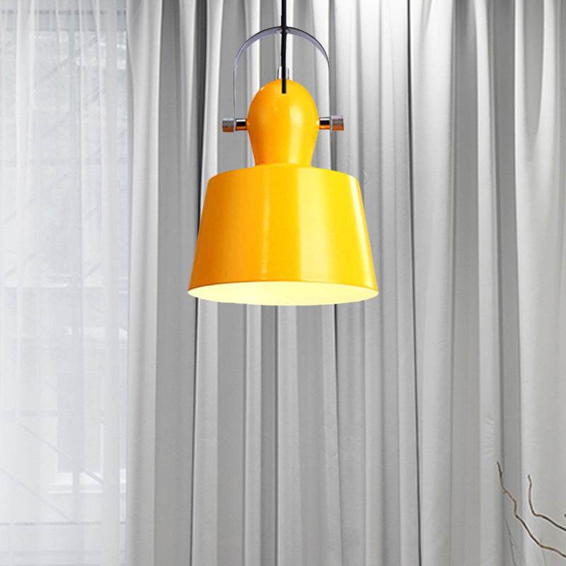 Minimalist Metal Pendant Lamp With Upside-Down Trifle Bowl Design | 1 Light Black/White/Yellow
