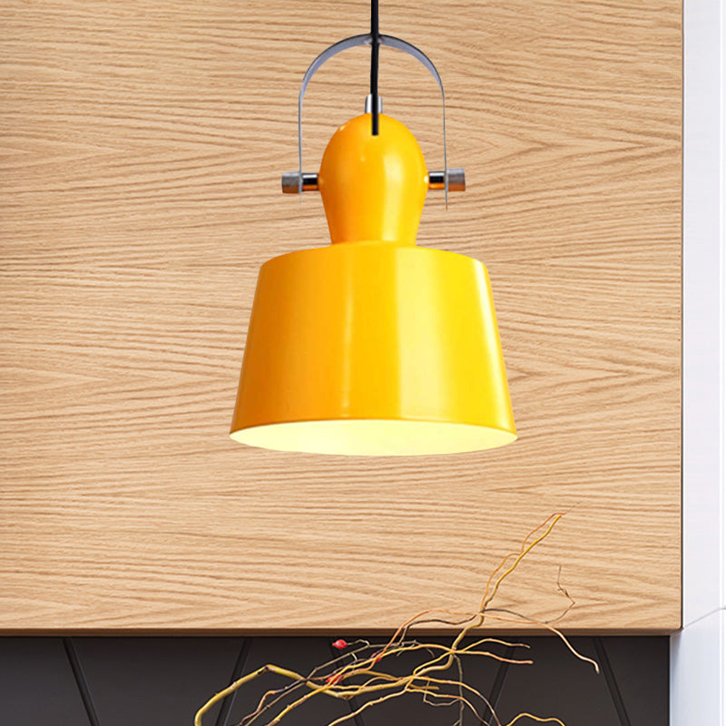 Minimalist Metal Pendant Lamp With Upside-Down Trifle Bowl Design | 1 Light Black/White/Yellow