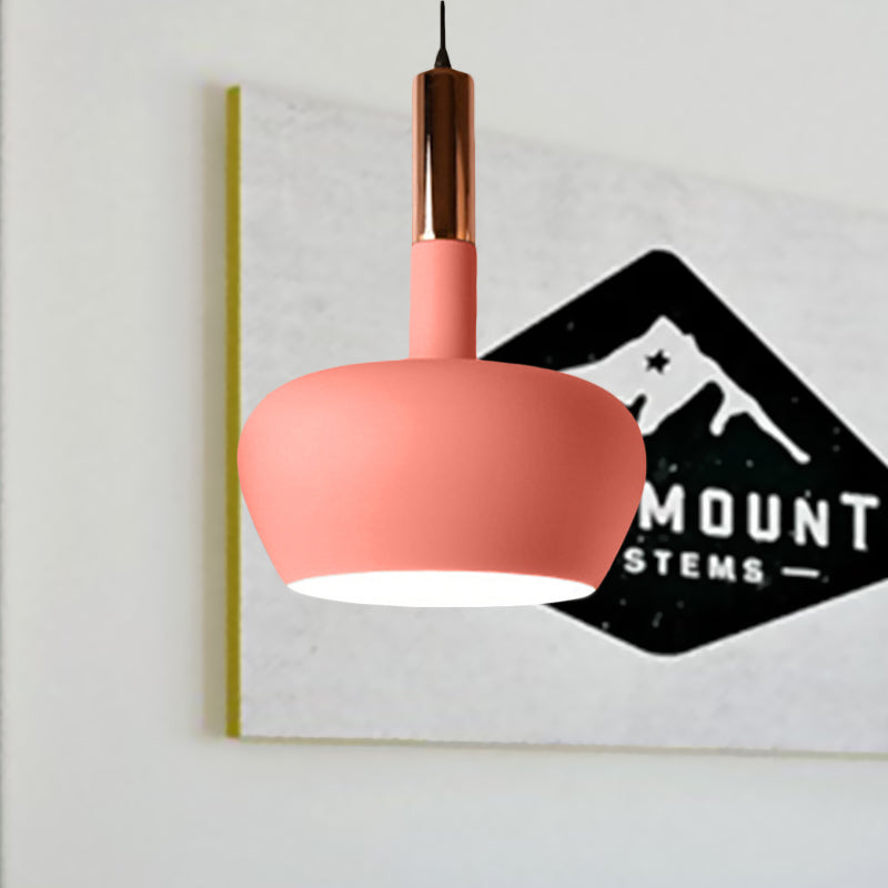 Modern Hanging Wine Glass Pendant Light - 1 Light Blue/Pink/Yellow Suspension