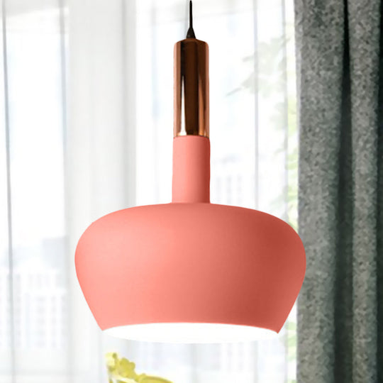 Modern Hanging Wine Glass Pendant Light - 1 Light Blue/Pink/Yellow Suspension