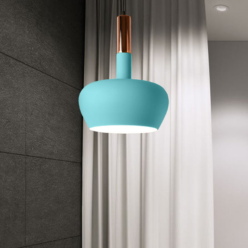 Modern Hanging Wine Glass Pendant Light - 1 Light Blue/Pink/Yellow Suspension