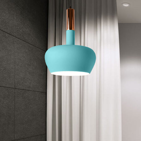 Modern Hanging Wine Glass Pendant Light - 1 Light Blue/Pink/Yellow Suspension