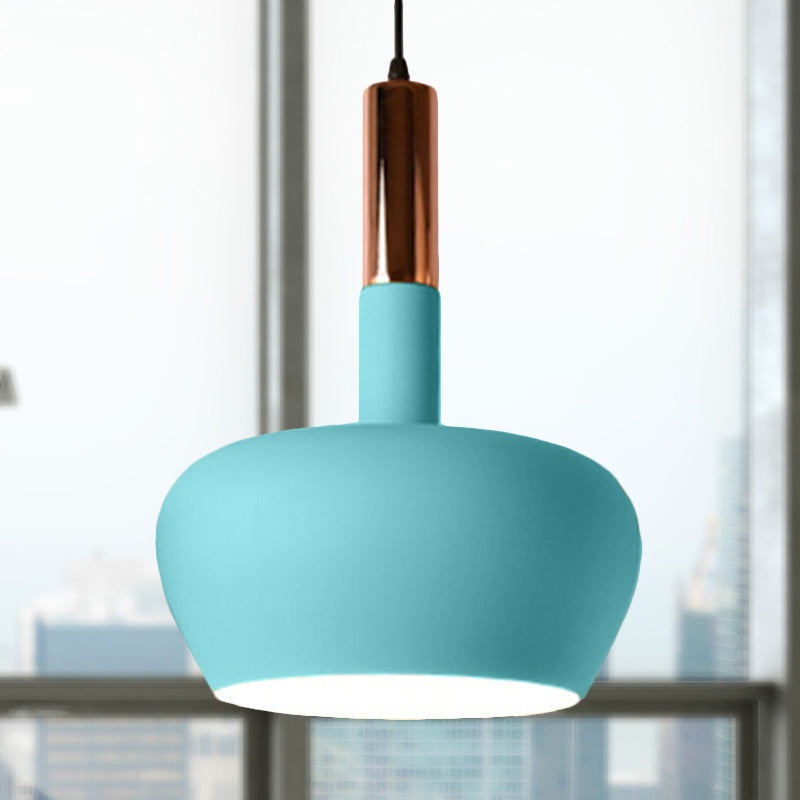 Modern Hanging Wine Glass Pendant Light - 1 Light Blue/Pink/Yellow Suspension