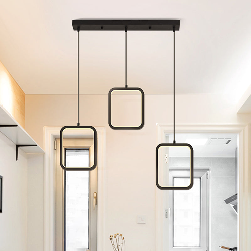 Contemporary Black/White Square Drop Pendant LED Acrylic Ceiling Light Fixture - Warm/White Lighting