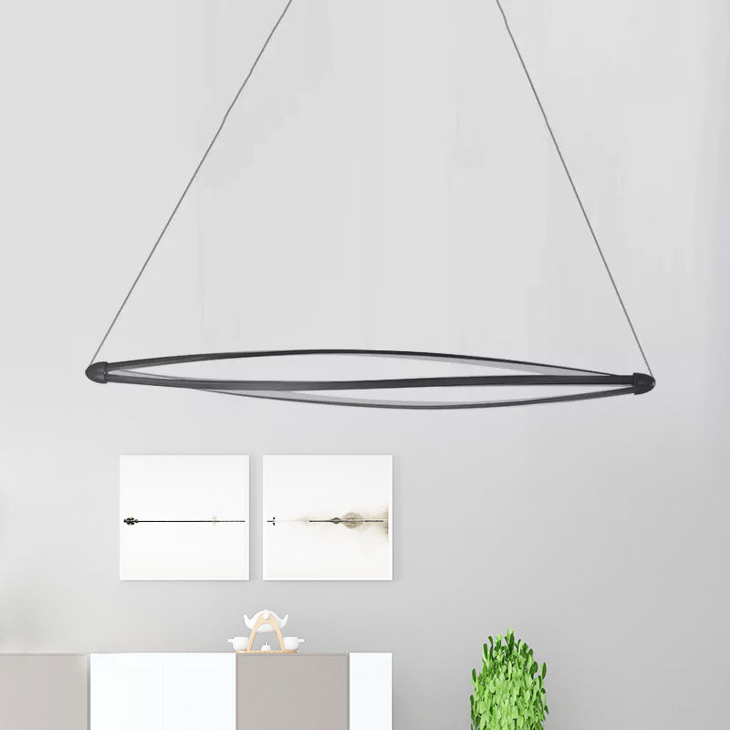 Modern Acrylic LED Spiral Hanging Lamp Kit, Black/White Ceiling Pendant in Warm/White/Natural Light