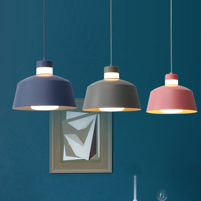 Modern Metal Tapered Pendant Light - 1-Light Pink/Grey/Yellow Hanging Ceiling Light for Living Room