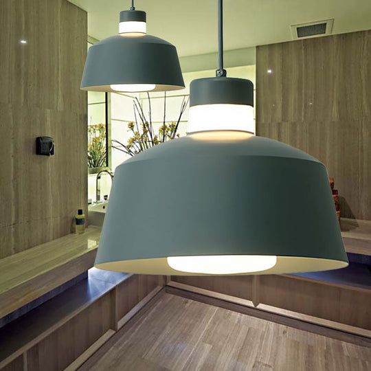 Modern Metal Tapered Pendant Light - 1-Light Pink/Grey/Yellow Hanging Ceiling Light for Living Room