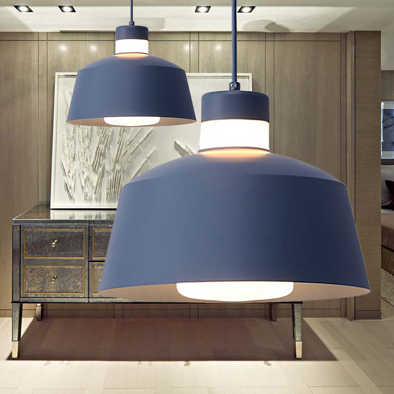 Modern Tapered Pendant Light - Metal 1 Pink/Grey/Yellow Living Room Ceiling Blue