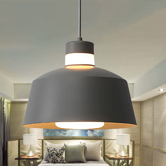 Modern Tapered Pendant Light - Metal 1 Pink/Grey/Yellow Living Room Ceiling Grey