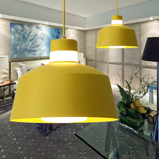 Modern Tapered Pendant Light - Metal 1 Pink/Grey/Yellow Living Room Ceiling