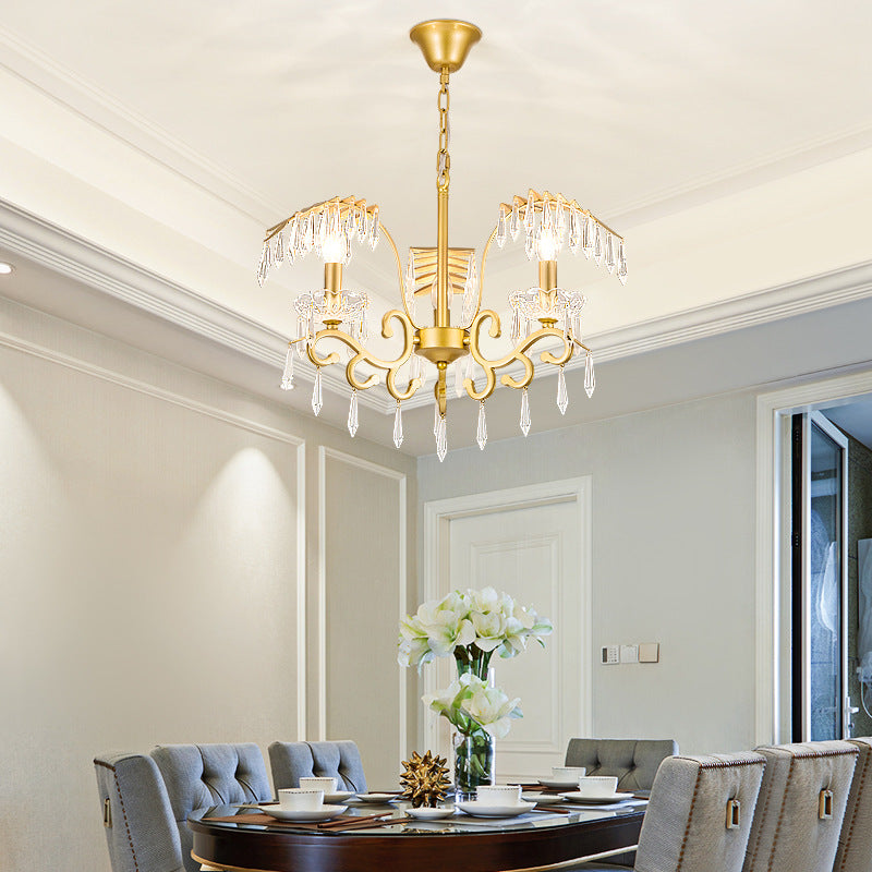 Vintage Style Branch Chandelier With Metal & Crystal Lights In Gold 3 /