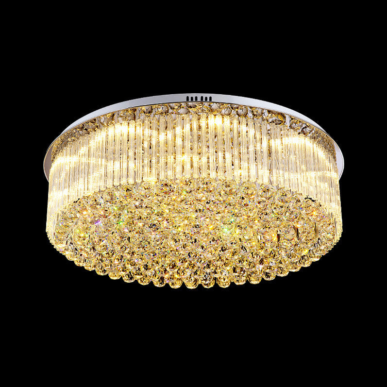 Plafonnier LED contemporain à encastrer en cristal transparent - 19,5"/23,5" de large, idéal pour le salon