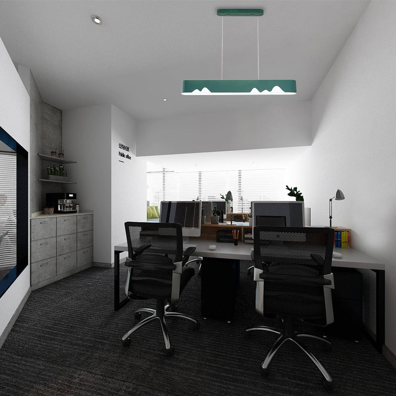 Modern LED Linear Chandelier - White/Black/Green - Rectangular Design - Hanging Ceiling Light in White/Warm Light - 35.5"/47" Wide