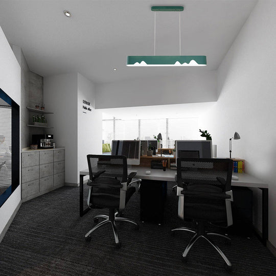 Modern Led Rectangular Linear Chandelier With Metal Hanging Ceiling Light (White/Black/Green) -