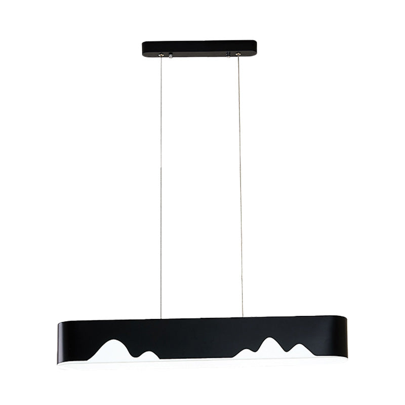 Modern LED Linear Chandelier - White/Black/Green - Rectangular Design - Hanging Ceiling Light in White/Warm Light - 35.5"/47" Wide