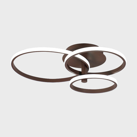 Plafonnier Nordic Stacked Ring - Acrylique marron/blanc - LED - 23,5"/19,5" de large - Chaud/blanc