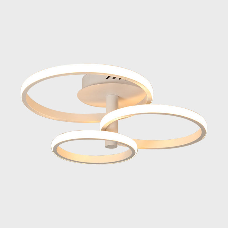 Plafonnier Nordic Stacked Ring - Acrylique marron/blanc - LED - 23,5"/19,5" de large - Chaud/blanc