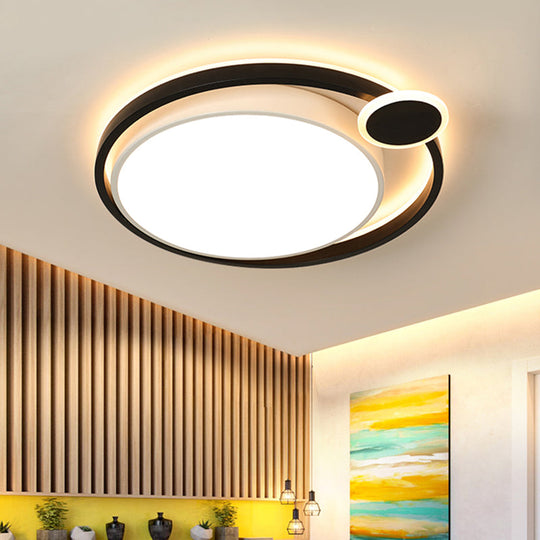 Nordic Metal LED Flush Mount Ceiling Lamp for Bedroom - 15"/18"/21.5" - Black/White & Warm/White