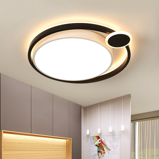 Nordic Metal LED Flush Mount Ceiling Lamp for Bedroom - 15"/18"/21.5" - Black/White & Warm/White