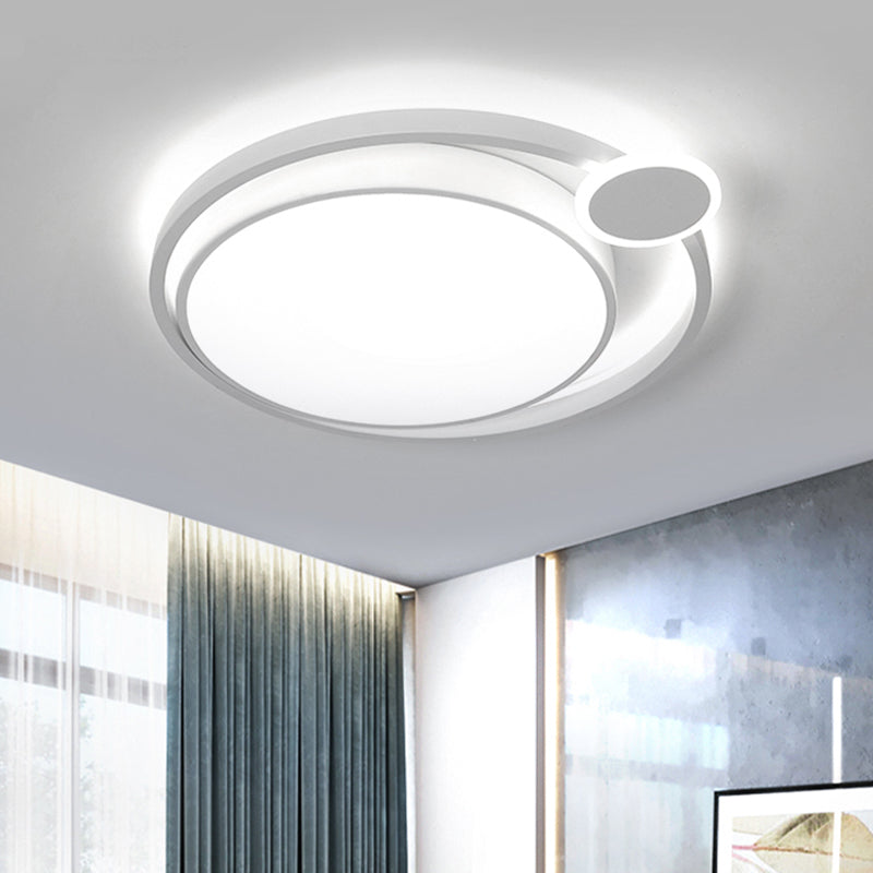Nordic Metal LED Flush Mount Ceiling Lamp for Bedroom - 15"/18"/21.5" - Black/White & Warm/White