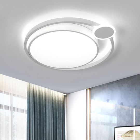 Nordic Metal LED Flush Mount Ceiling Lamp for Bedroom - 15"/18"/21.5" - Black/White & Warm/White