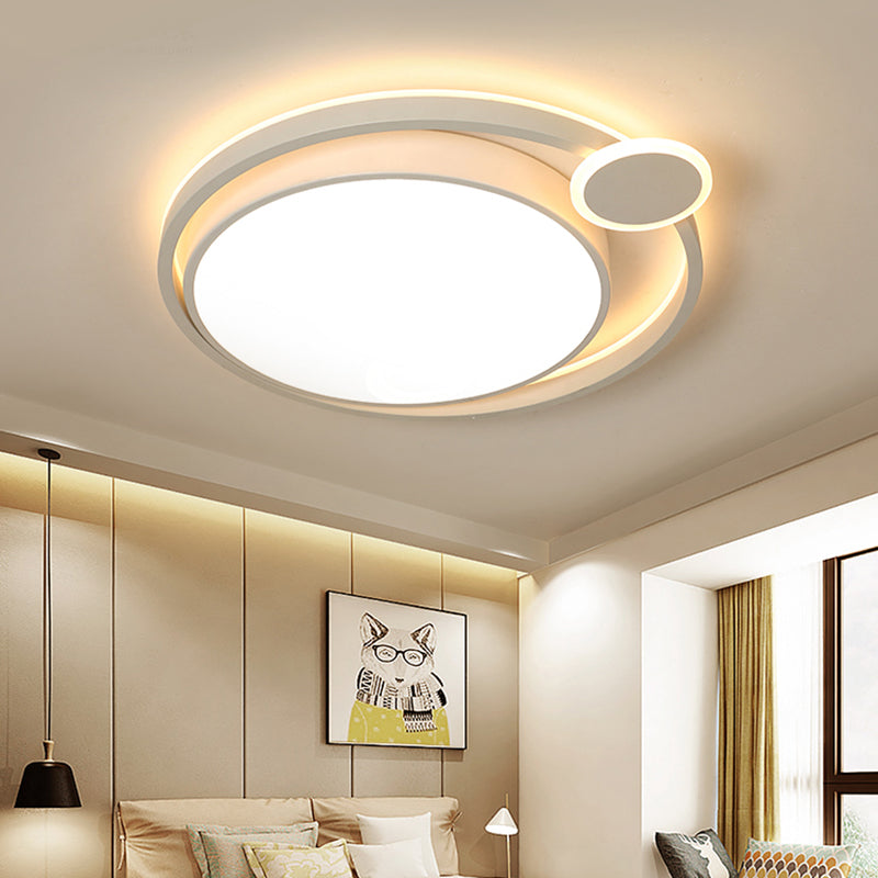 Nordic Metal Led Flush Mount Ceiling Lamp For Bedroom - 15/18/21.5 Black/White & Warm/White White /