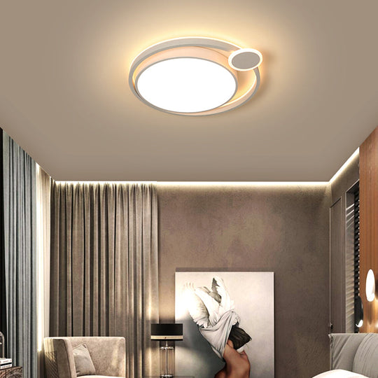 Nordic Metal LED Flush Mount Ceiling Lamp for Bedroom - 15"/18"/21.5" - Black/White & Warm/White