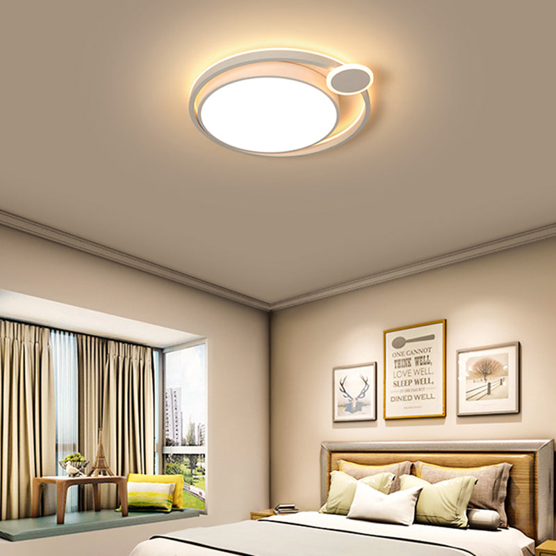Nordic Metal LED Flush Mount Ceiling Lamp for Bedroom - 15"/18"/21.5" - Black/White & Warm/White