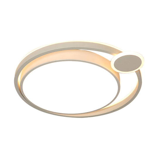 Nordic Metal LED Flush Mount Ceiling Lamp for Bedroom - 15"/18"/21.5" - Black/White & Warm/White