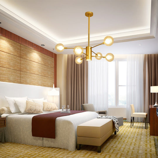 Modern Gold Chandelier Lamp with Clear Glass Shades - 6/8 Lights, ideal for Living Room Ceiling Hanging