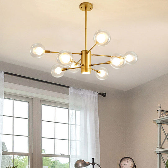Modern Gold Chandelier Lamp with Clear Glass Shades - 6/8 Lights, ideal for Living Room Ceiling Hanging