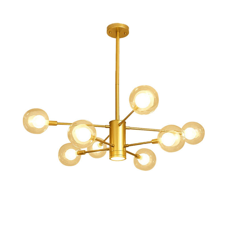Modern Gold Chandelier Lamp with Clear Glass Shades - 6/8 Lights, ideal for Living Room Ceiling Hanging