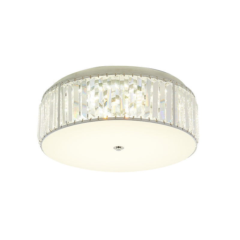 Modern LED Crystal Flush Mount Ceiling Lamp in White with Acrylic Diffuser