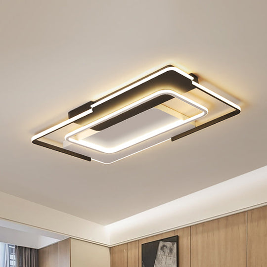 Modern Rectangular Flush Mount LED Light for Living Room Ceiling - Acrylic, Warm/White