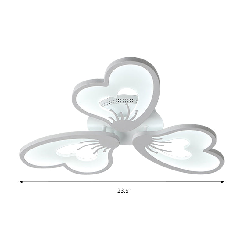 Simple Style Acrylic White Flower Flush Mount Light with LED for Bedroom Ceiling - Warm/White