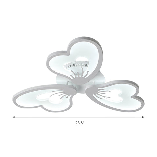 Simple Style Acrylic White Flower Flush Mount Light with LED for Bedroom Ceiling - Warm/White