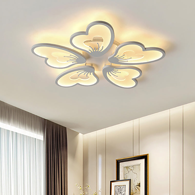Simple Style Acrylic White Flower Flush Mount Light with LED for Bedroom Ceiling - Warm/White
