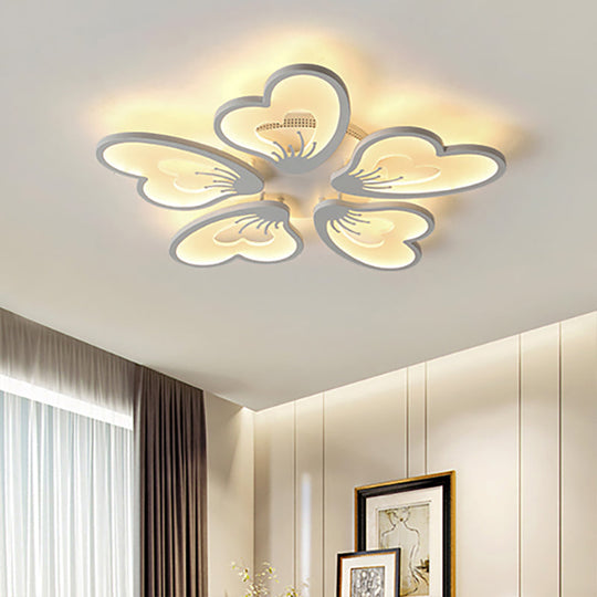 Simple Style Acrylic White Flower Flush Mount Light with LED for Bedroom Ceiling - Warm/White