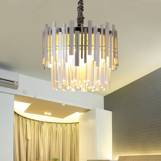 Stunning Silver/Gold Pendant Lamp with Crystal Prism - Modern and Stylish Lighting for Bedrooms