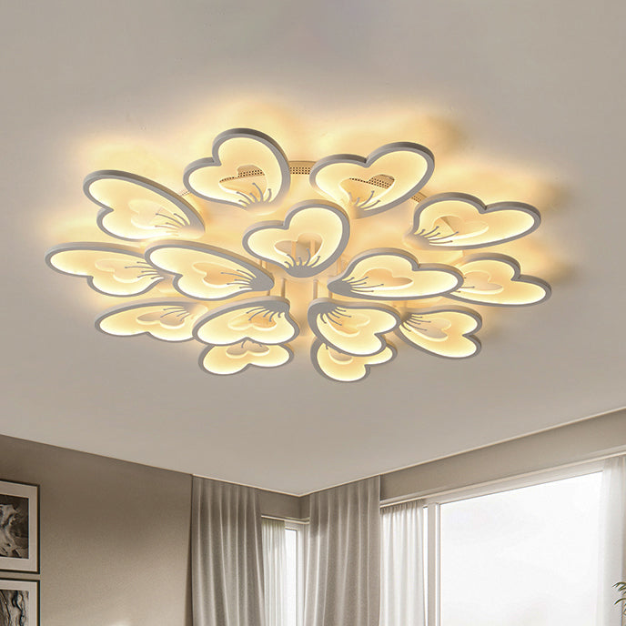 Modern Creative Petal Ceiling Flush Mount Acrylic White Integrated LED Living Room Light (9/12/15 Heads) in Warm/White
