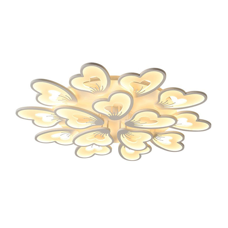 Modern Creative Petal Ceiling Flush Mount Acrylic White Integrated LED Living Room Light (9/12/15 Heads) in Warm/White