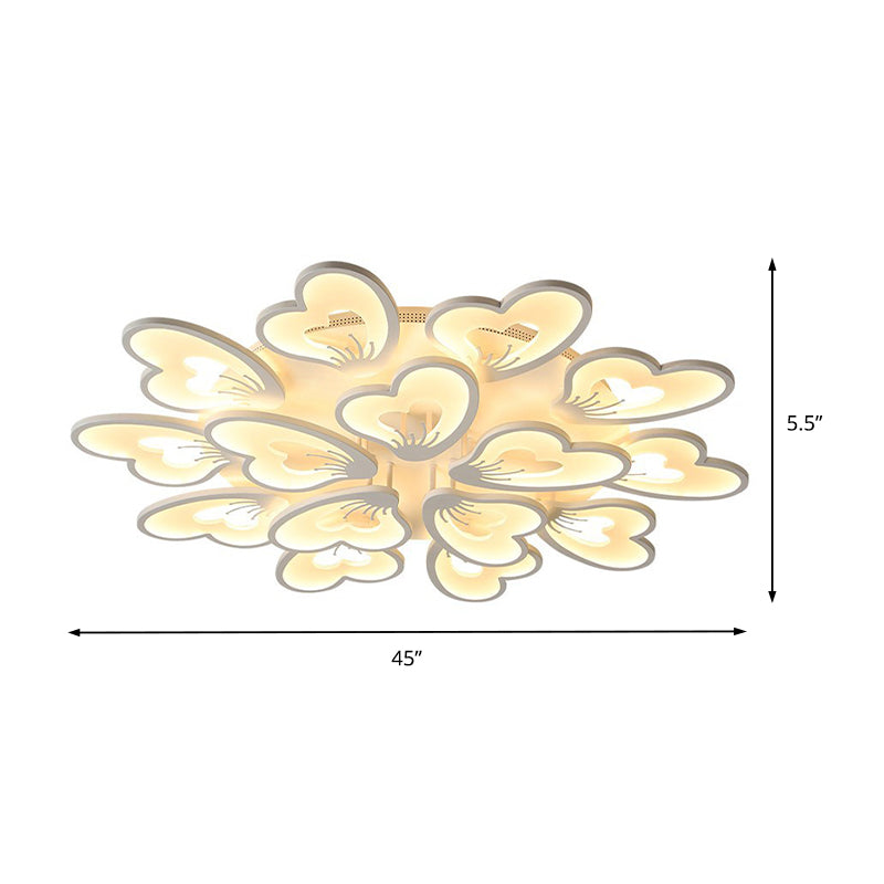 Modern Creative Petal Ceiling Flush Mount Acrylic White Integrated LED Living Room Light (9/12/15 Heads) in Warm/White