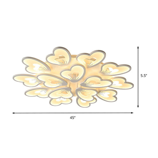 Modern Creative Petal Ceiling Flush Mount Acrylic White Integrated LED Living Room Light (9/12/15 Heads) in Warm/White