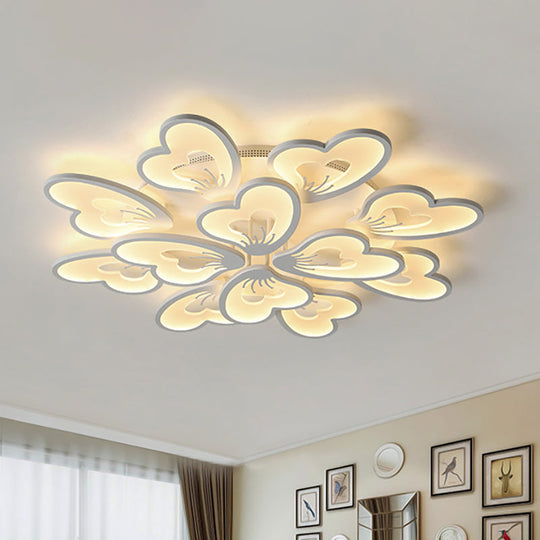 Modern Creative Petal Ceiling Flush Mount Acrylic White Integrated LED Living Room Light (9/12/15 Heads) in Warm/White