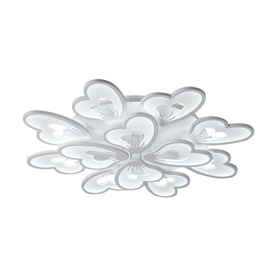 Modern Creative Petal Ceiling Flush Mount Acrylic White Integrated LED Living Room Light (9/12/15 Heads) in Warm/White
