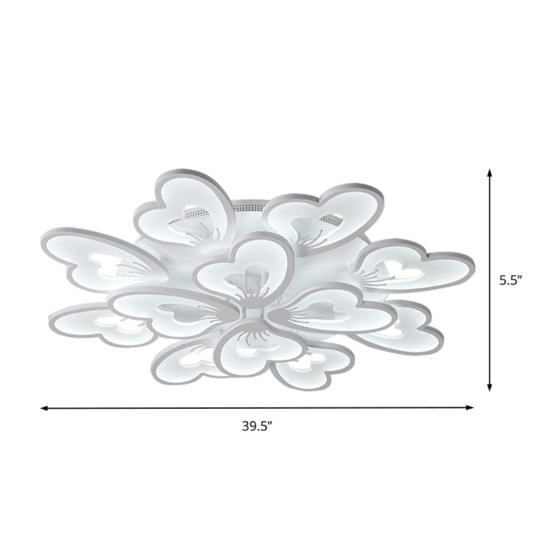 Modern Creative Petal Ceiling Flush Mount Acrylic White Integrated LED Living Room Light (9/12/15 Heads) in Warm/White