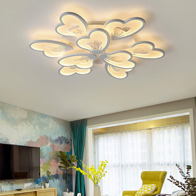 Modern Creative Petal Ceiling Flush Mount Acrylic White Integrated LED Living Room Light (9/12/15 Heads) in Warm/White