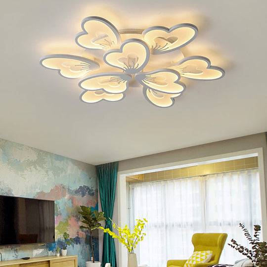 Modern Creative Petal Ceiling Flush Mount Acrylic White Integrated LED Living Room Light (9/12/15 Heads) in Warm/White