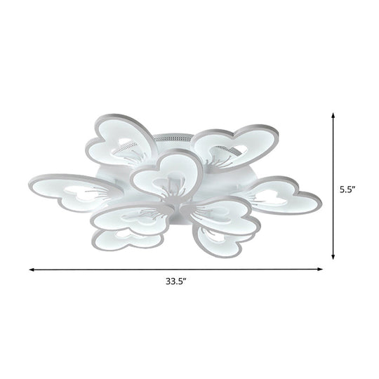 Modern Creative Petal Ceiling Flush Mount Acrylic White Integrated LED Living Room Light (9/12/15 Heads) in Warm/White