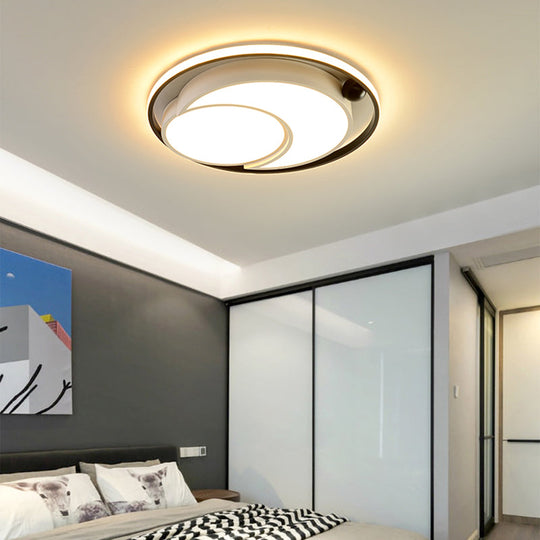 Nordic Acrylic LED Ceiling Mounted Light for Bedroom - White/Black Flush Mount Ceiling Light, Warm/White Glow, 18"/21.5" Dia